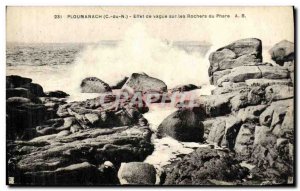 Postcard Old Ploumanach Eitet Wave on Rocks Lighthouse