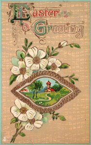 Vintage Postcard 1912 Easter Greeting Holiday Special Greeting Flower Design
