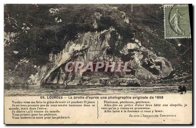 Old Postcard Cave Caves Lourdes grotto