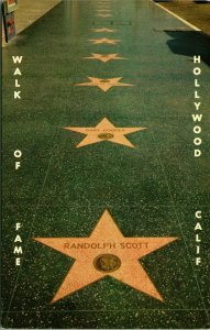 Hollywood Walk of Fame Gary Cooper Randolph Scott CA Vtg Chrome Postcard