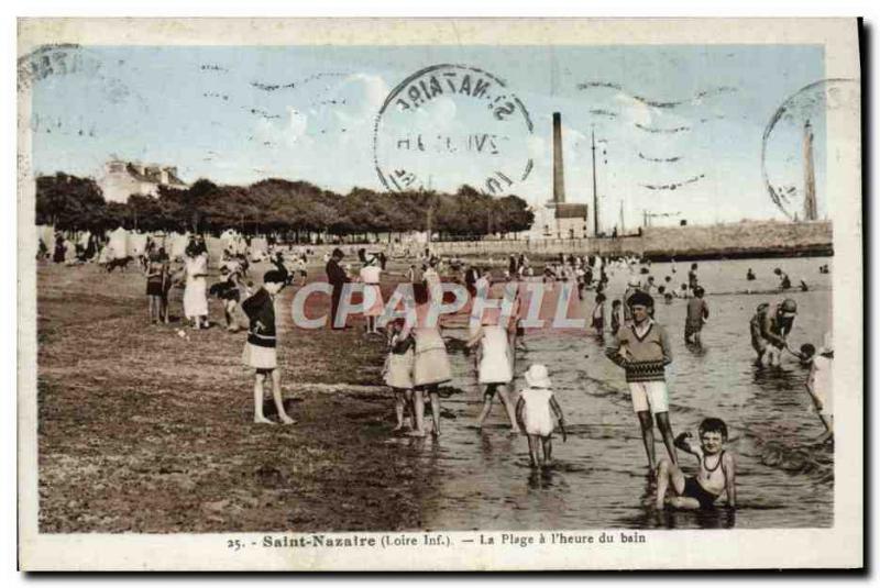 Old Postcard Saint Nazaire The Beach has the & # 39heure bath