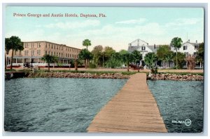 Daytona Florida Postcard Prince George Austin Hotels Lake c1910 Vintage Antique