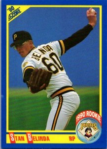 1990 Score Baseball Card Stan Belinda Pittsburgh Pirates sk2575