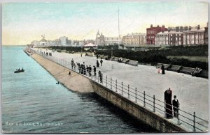 Marine Lake & Lane Southport England ~ Benches Buildings Postcard