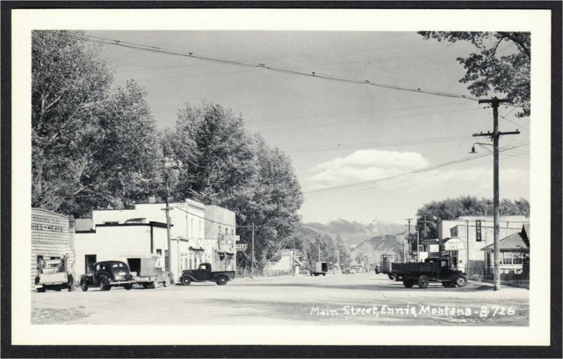 Ennis Montana Main Street 1940s Cars Truck Pickup RPPC Postcard by Cecil Nixon