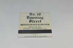 No. 10 Downing Street Restaurant & Lounge West Dundee Illinois Matchbook