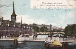 Denmark Copenhagen Stock Exchange and Christiansborgs Castle 1906