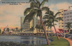 Postcard Lake Pancoast and Collins Ave Miami Beach FL