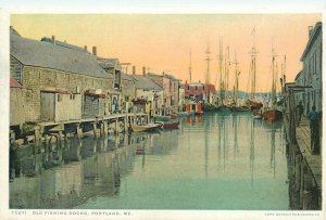 c1910 Portland Oregon Old Fishing Docks Detroit Publishing Postcard 25-11543