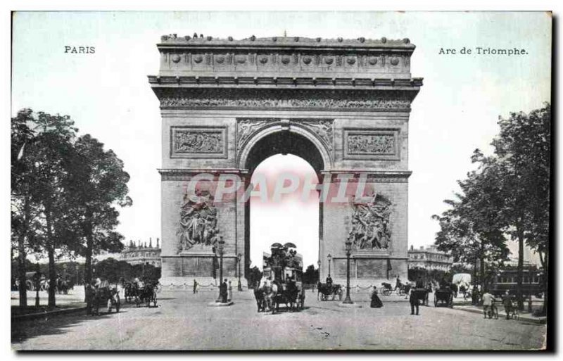 Old Postcard Paris Arc de Triomphe