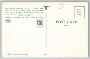 Mansfield PA The Ponda Rosa Motel and Restaurant Postcard K36