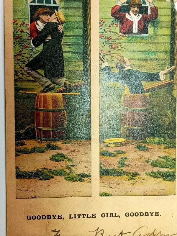 Goodbye, Little Girl Goodbye. Man & Woman in Love Vintage Postcard c1910