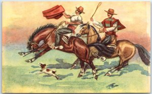 Postcard - By fighting - Cowboy/Western Painting/Art Print