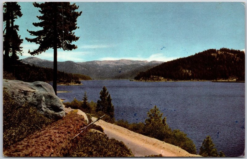 1940's Fresno CA-California, Huntington Lake, Mountain In The Distance, Postcard