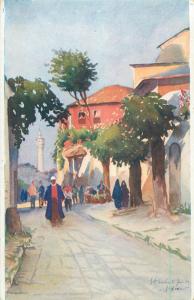 Lot 7 early artist signed postcards Turkey Istanbul Constantinople mosques