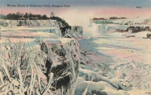 Postcard Winter American Fall Niagara Falls New York 