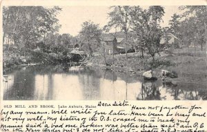 Lake Auburn Maine Old Mill and Brook Vintage Postcard AA50555