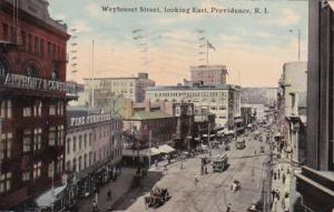 Rhode Island Providence Trolleys On Weybosset Street Looking East 1911