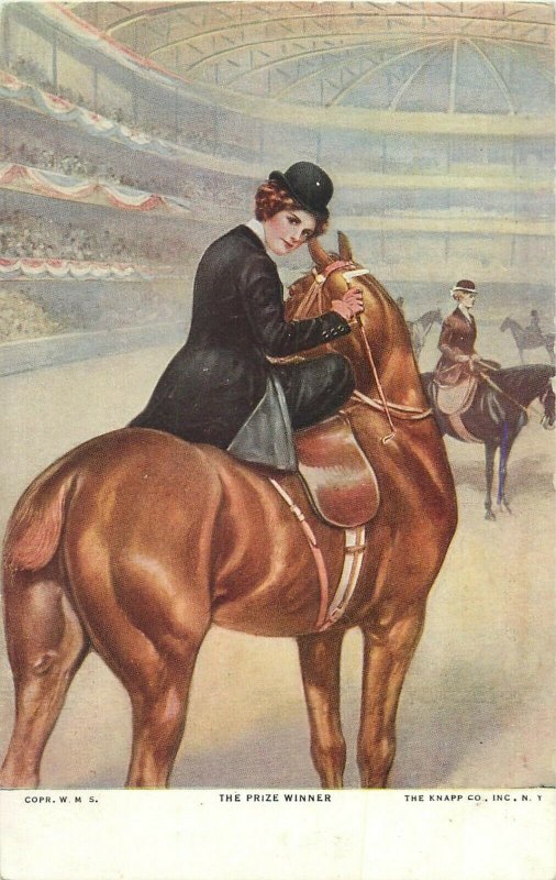 The Prize Winner horse & jockey postcard