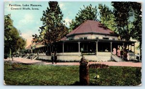 COUNCIL BLUFFS, IA Iowa ~ PAVILION at LAKE MANAWA 1912  Postcard