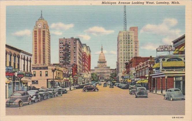 Michigan Lansing Michigan Avenue Looking West Curteich