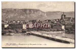 Switzerland Geneve Old Postcard General view of the left and the lake shore