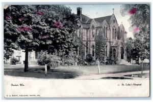 1907 View Of ST. Luke Hospital Exterior Scene Racine Wisconsin WI Postcard