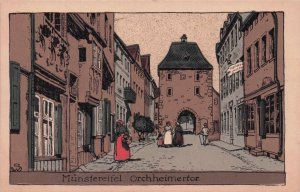 Steindruck AK Münstereifel Partie AM Orchheimertor German Old Postcard