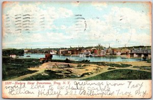 1907 Hudson River Panorama Troy New York Boats & Factories In Distance Postcard