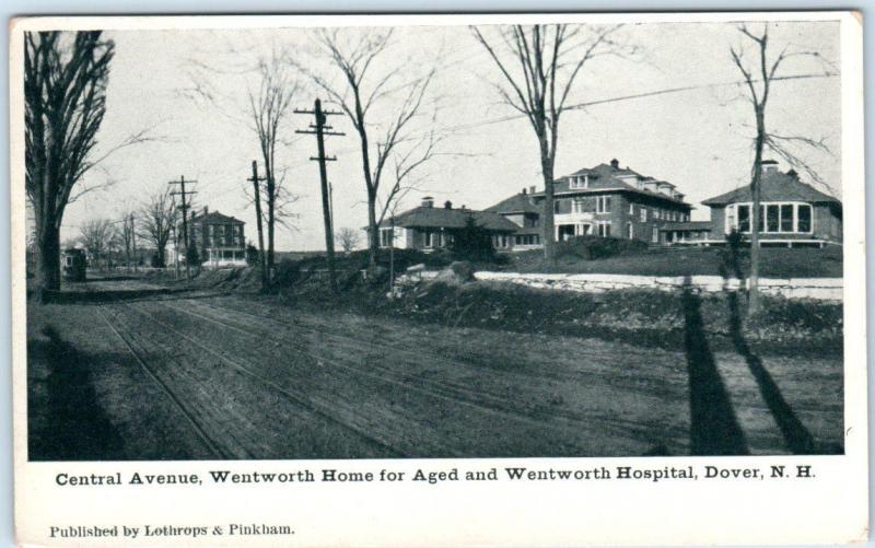 DOVER, New Hampshire  NH    CENTRAL AVENUE  Wentworth Hospital c1900s   Postcard