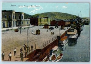 Santos Brazil Postcard Docks Disembarkation Point c1910 Antique Unposted