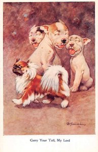 Greetings Dogs Carry Your Tail Artist Signed Vintage Postcard JJ649897