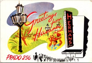 Greetings From Havana and Herman's Store, Prado 256 Vintage Postcard Z26