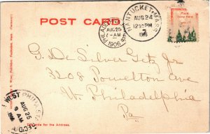 Postcard MA Nantucket A Snug Harbor View of Town Sailing Boats 1906 K12