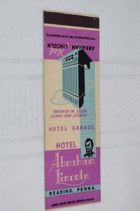 Hotel Abraham Lincoln Reading PA 20 Strike Matchbook Cover