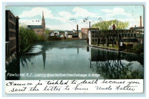 1905 Exchange St. Bridge River, Pawtucket Rhode Island, RI Postcard 