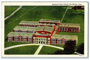 1946 Aerial View Of Roosevelt High School Des Moines Iowa IA Vintage Postcard