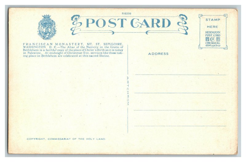 Postcard Washington D.C. Franciscan Monastery Vintage Standard View Card No. 1 