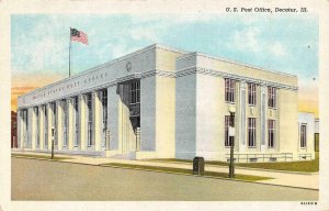 DECATUR, Illinois IL    POST OFFICE    c1940's Curteich Linen Postcard