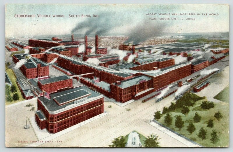 South Bend Indiana~Studebaker Vehicle Works~Car Factory Panorama~101 Acres~1909 