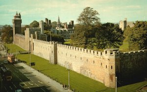 Vintage Postcard Cardiff Castle & Duke Street Wales United Kingdom UK