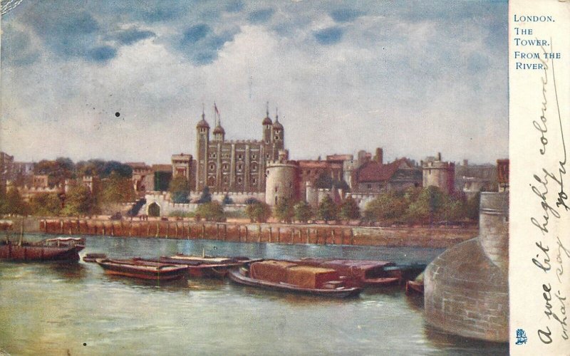 London Thames navigation & sailing transport barges Tower 1903