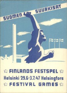 POSTER ART Helsinki Finland Festspel Suomen Suurkisat Sports 1947 PC xst