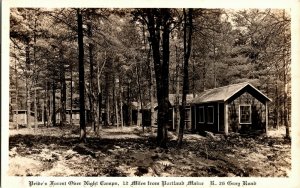 RPPC Pride's Forest Overnight Camp Cabin, Portland ME c1933 Vintage Postcard L25