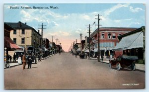 BREMERTON, WA Washington ~ PACIFIC AVE. STREET SCENE ~ c1910s  Postcard
