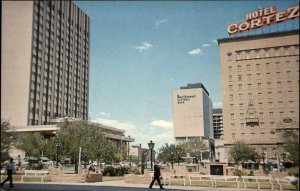 El Paso Texas TX Street Scene Hotel c1950s-60s Postcard