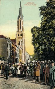 Netherlands Arnhem Nieuwe Plein Vintage Postcard 07.45