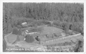 Aerial View Fort Nisqually Point Defiance Park Tacoma Washinton RPPC postcard