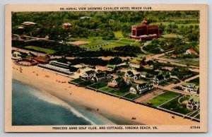 Virginia Beach VA Aerial View Cavalier Hotel Golf Club Cottages Postcard O30