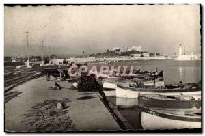 Postcard Modern Lighthouse Antibes harbor Boats